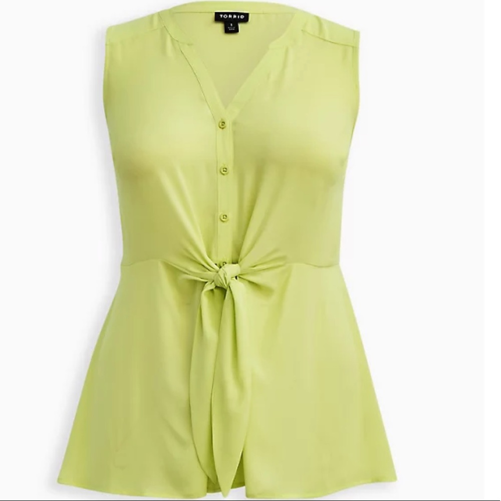 Torrid Neon Lime Peplum Georgette Blouse - Picture 2 of 4